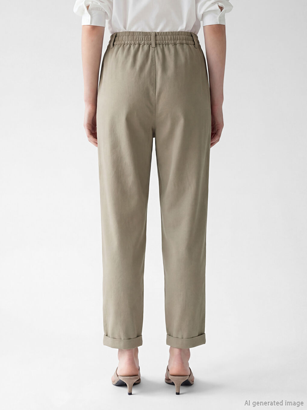 Haki Beli Lastikli Carrot Fit Kadın Jean Pantolon	-3