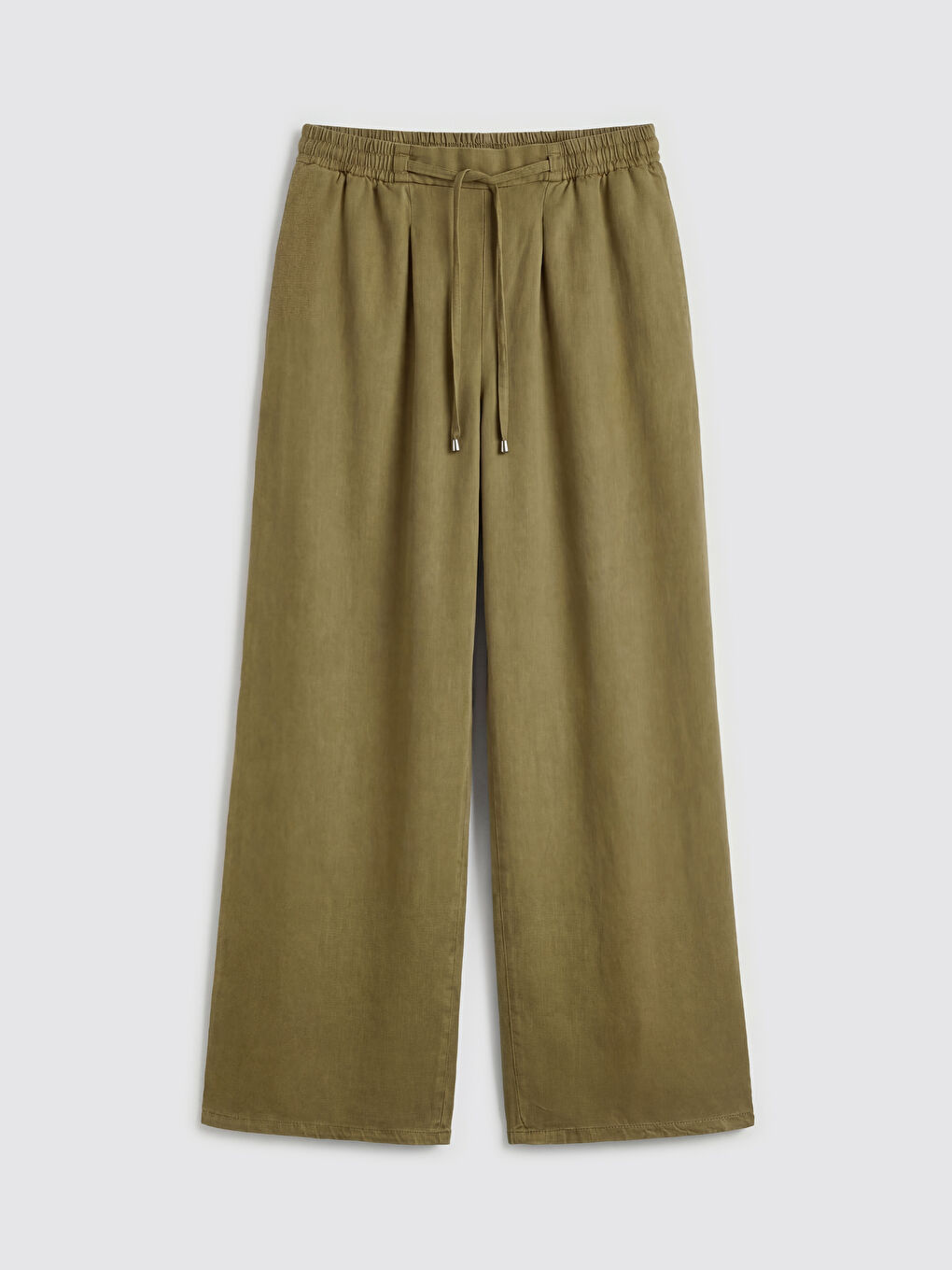 Yeşil Beli Lastikli Wideleg Kadın Jean Pantolon	