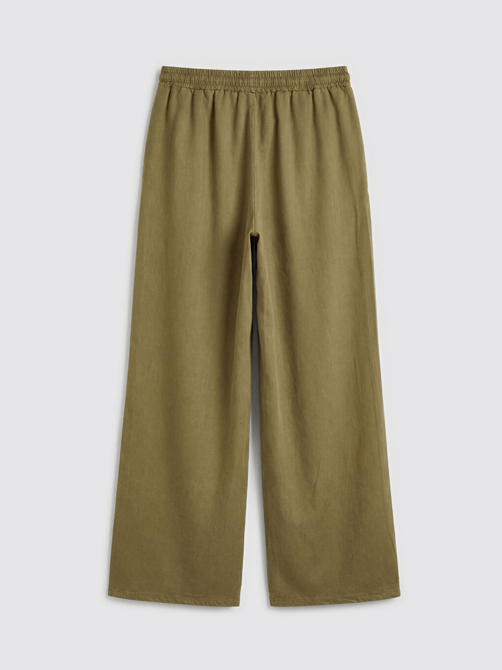 Yeşil Beli Lastikli Wideleg Kadın Jean Pantolon	-1