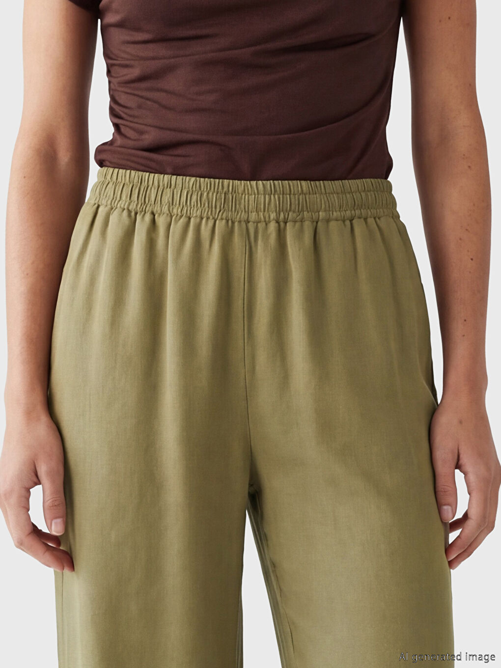 Женские джинсы с эластичным поясом и широкими штанинами-2