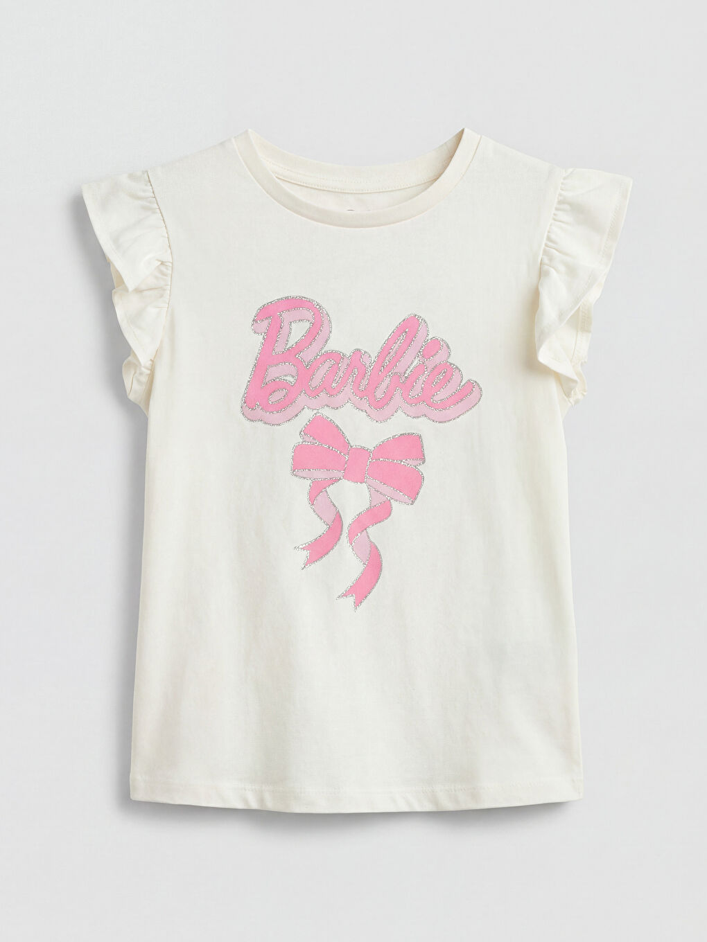 Ekru Barbie Baskılı Kız Bebek Bluz ve Tayt Pantolon-1