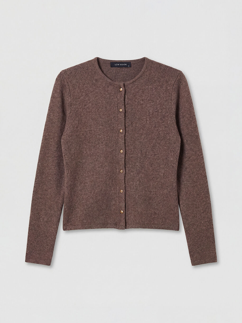 Kahverengi Bisiklet Yaka Kadın Hırka	-4