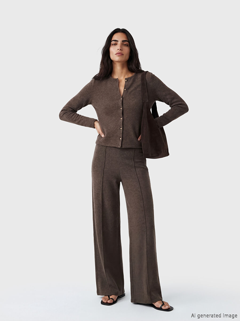 Kahverengi Bisiklet Yaka Kadın Hırka	-1