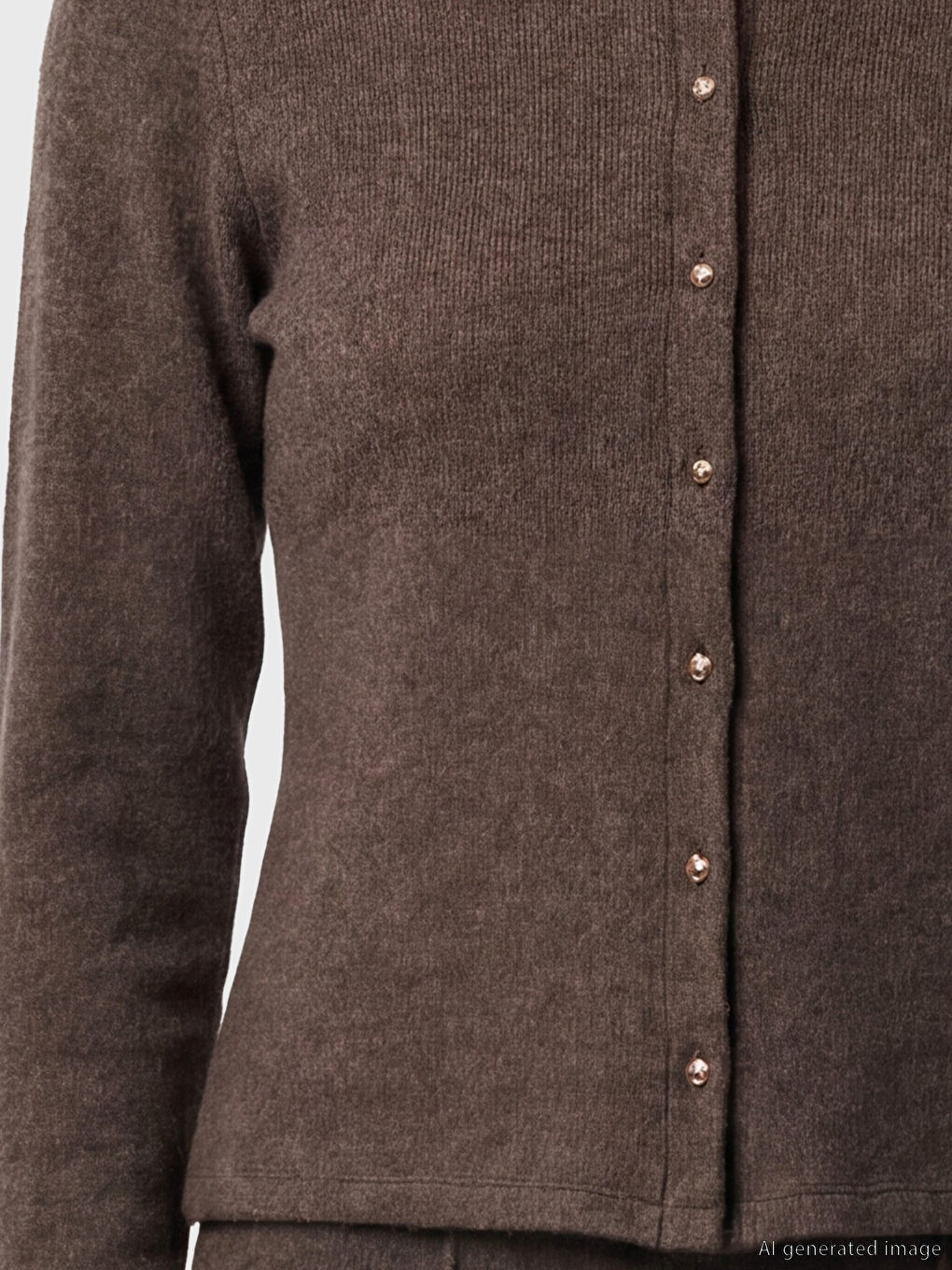 Kahverengi Bisiklet Yaka Kadın Hırka	-2