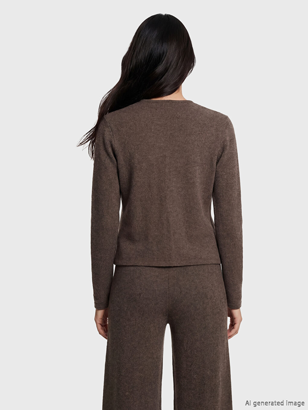 Kahverengi Bisiklet Yaka Kadın Hırka	-3