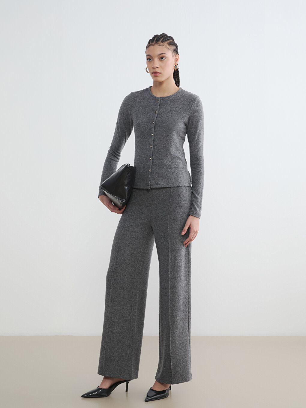 Женщины Антрацитовый Кардиган-2