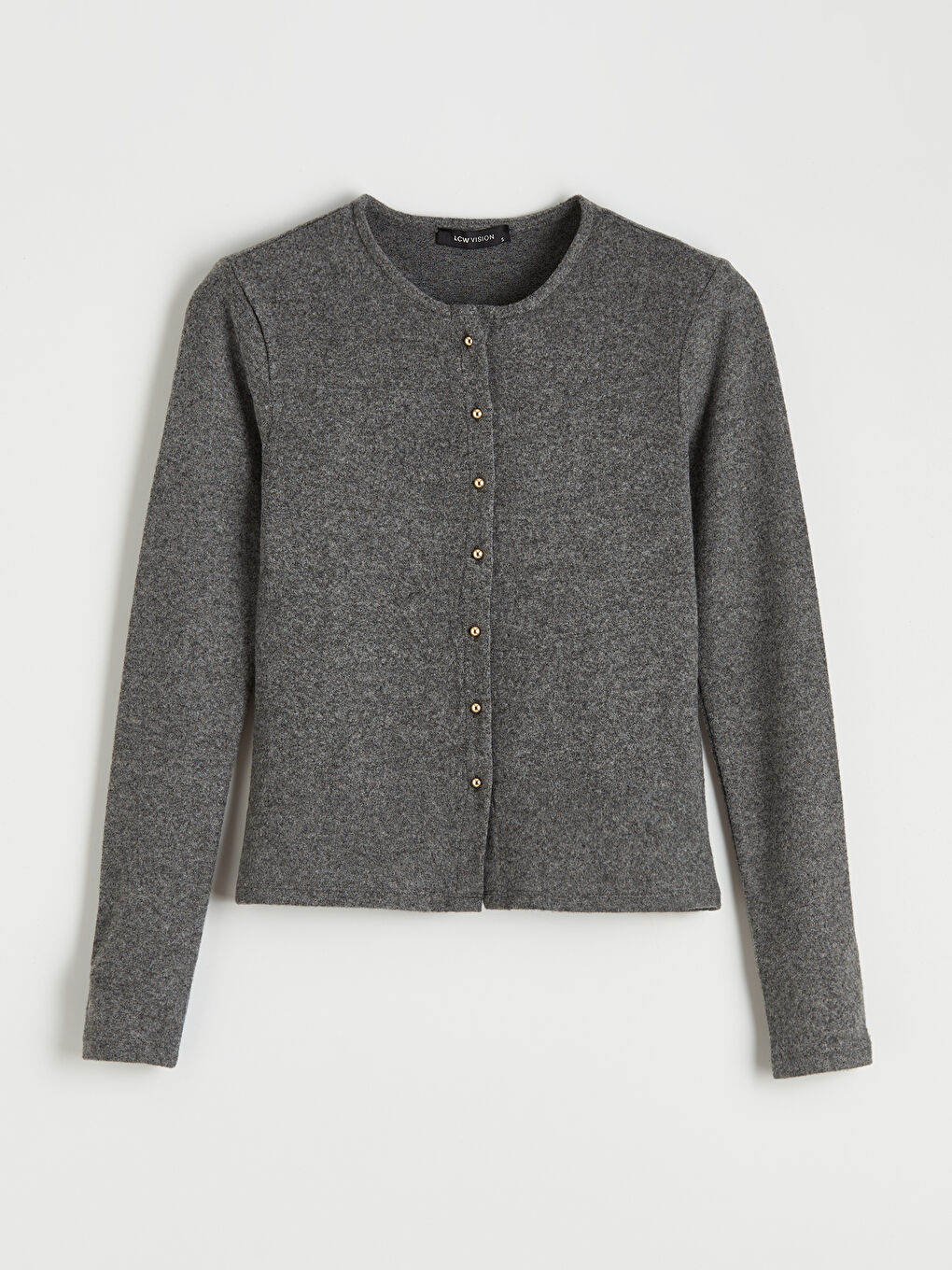 Antrasit Bisiklet Yaka Kadın Hırka-4