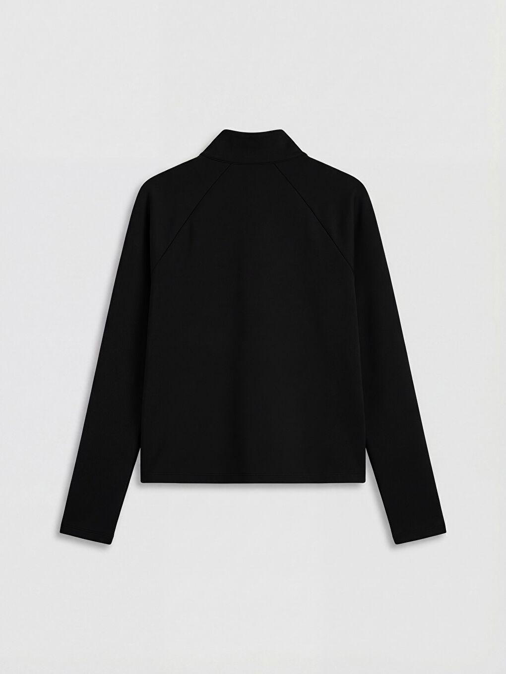 Siyah Dik Yaka Parmak Geçmeli Kadın Fermuarlı Sweatshirt-2