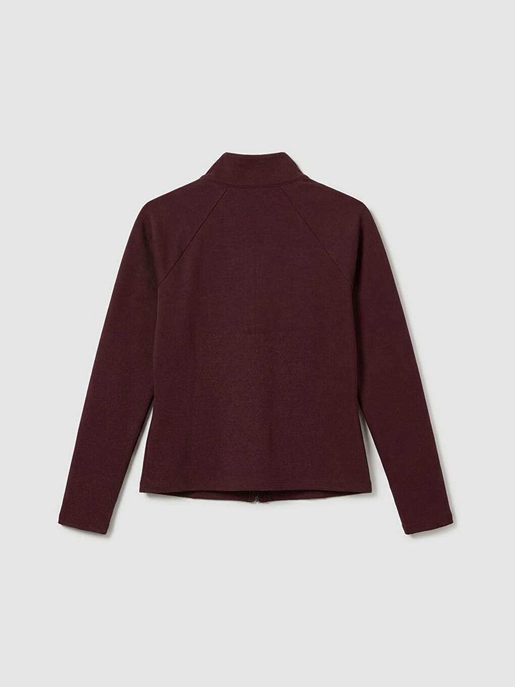 Mürdüm Dik Yaka Parmak Geçmeli Kadın Fermuarlı Sweatshirt-1