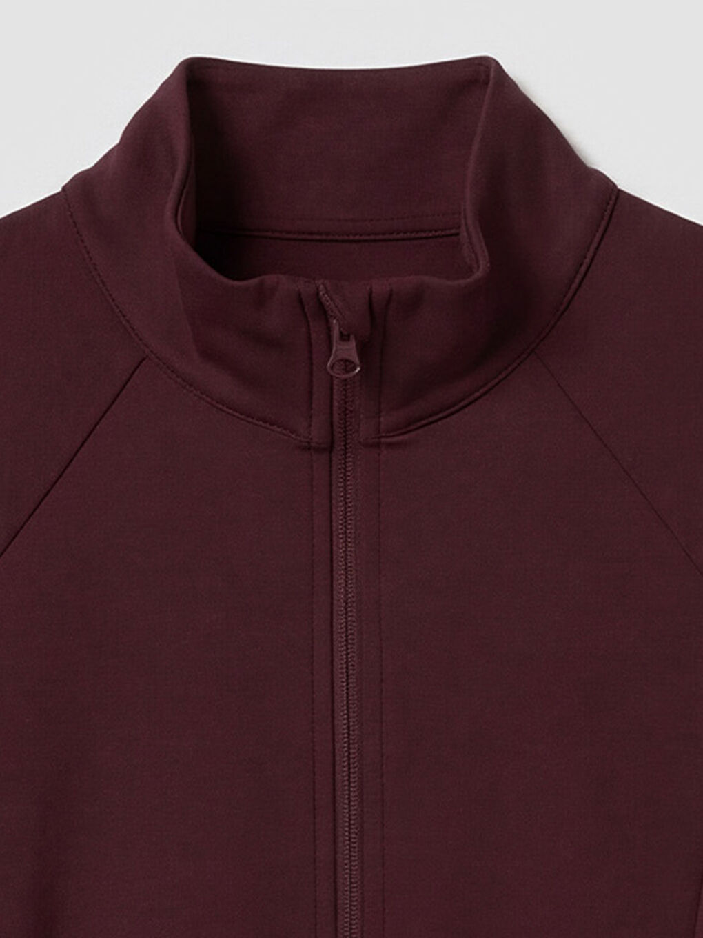 Mürdüm Dik Yaka Parmak Geçmeli Kadın Fermuarlı Sweatshirt-2