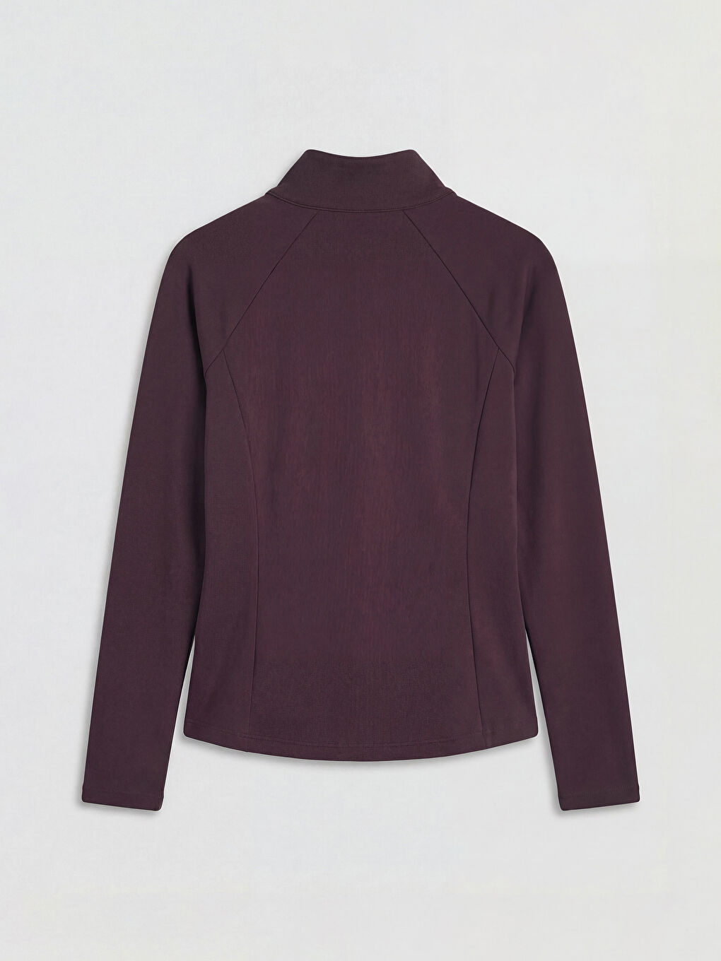 Mürdüm Dik Yaka Parmak Geçmeli Kadın Fermuarlı Sweatshirt-1