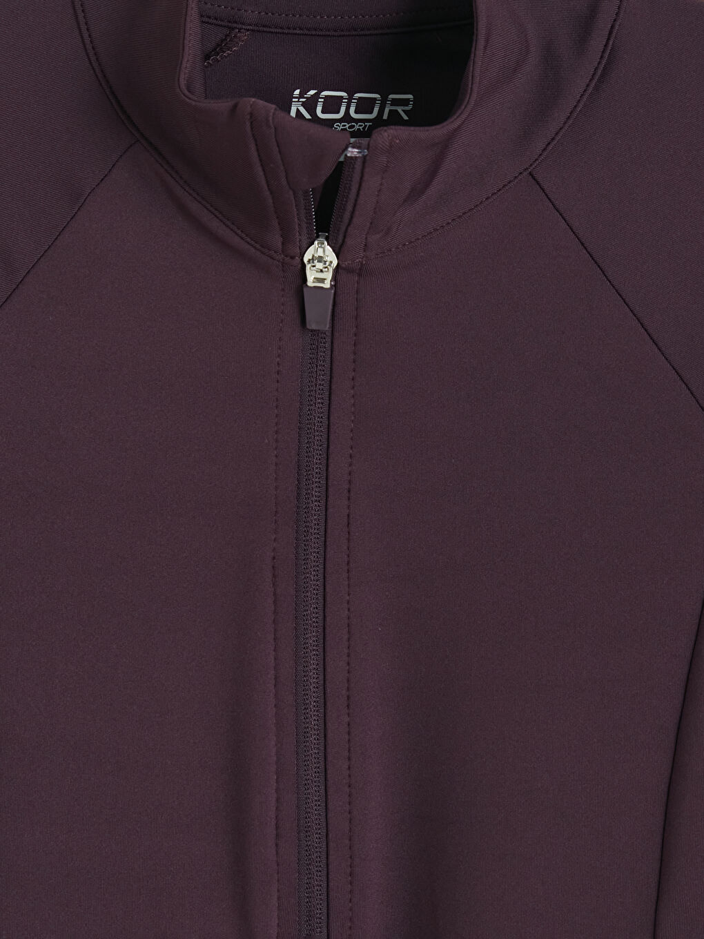 Mürdüm Dik Yaka Parmak Geçmeli Kadın Fermuarlı Sweatshirt-2