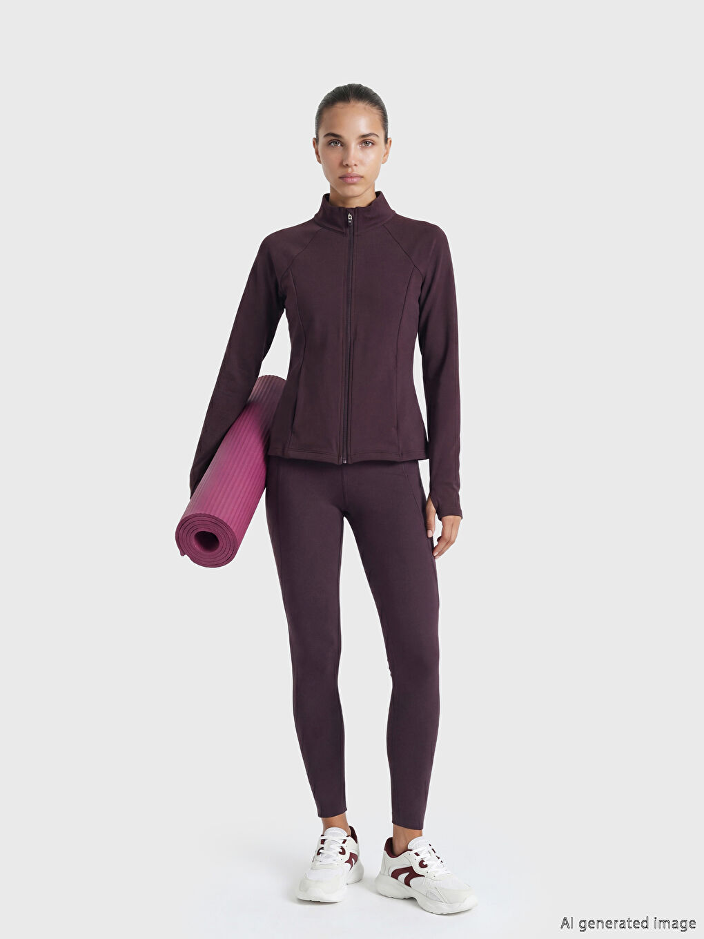 Mock Neck Thumbhole Women's Zippered Sweatshirt-1