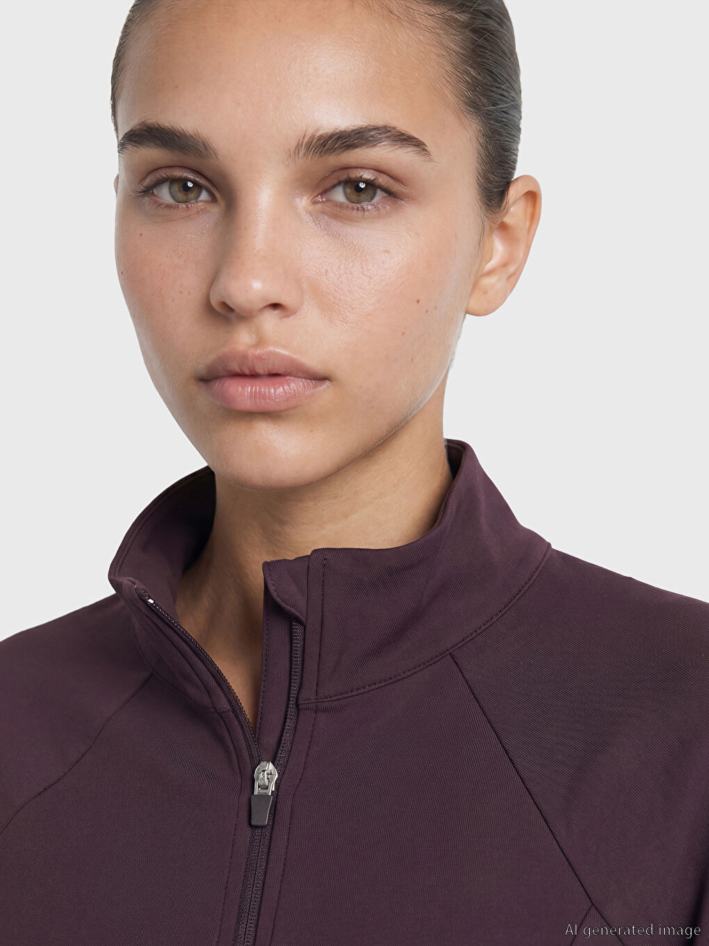 Mock Neck Thumbhole Women's Zippered Sweatshirt-2