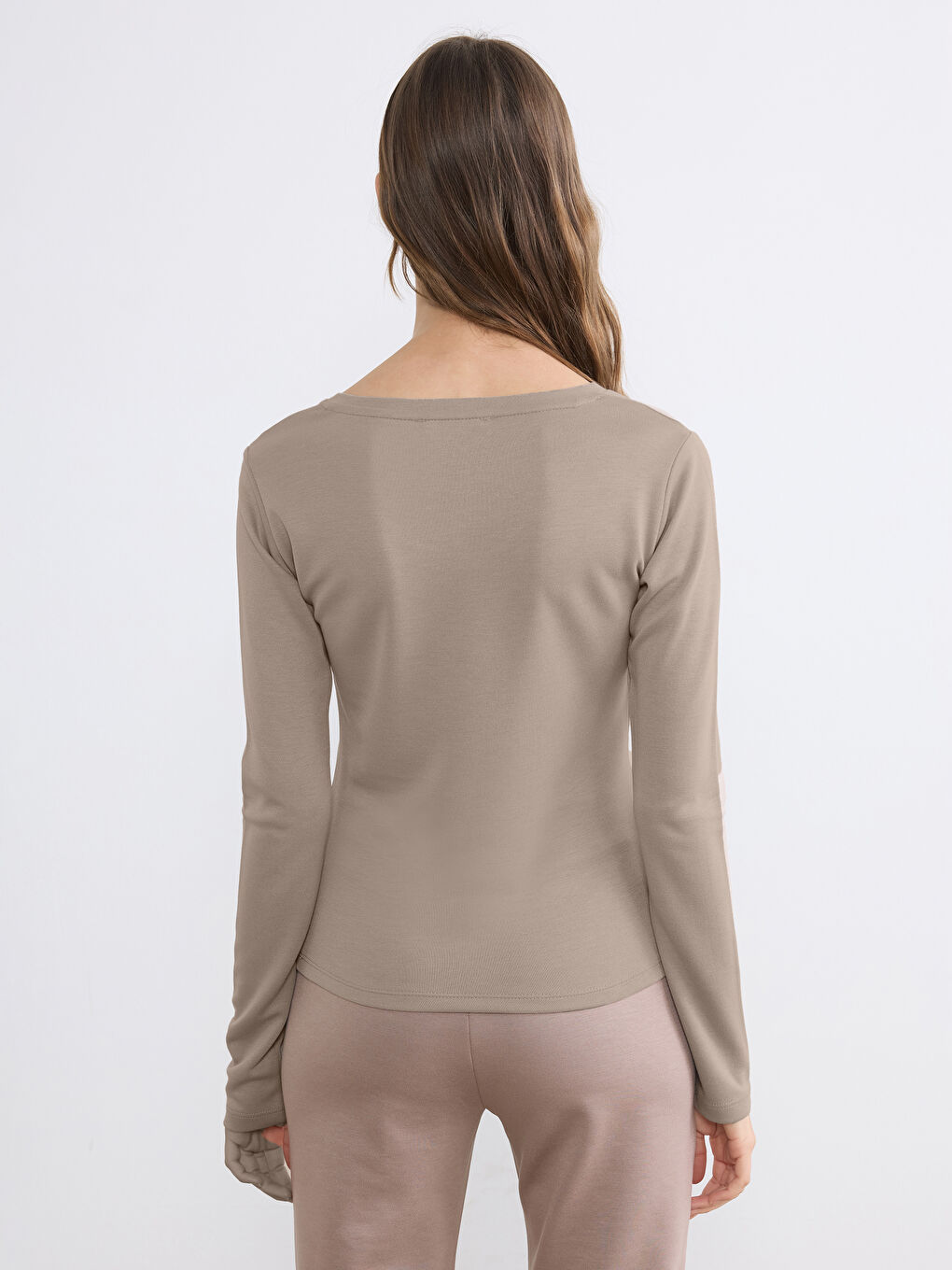 Kahverengi V Yaka Kadın Body-3