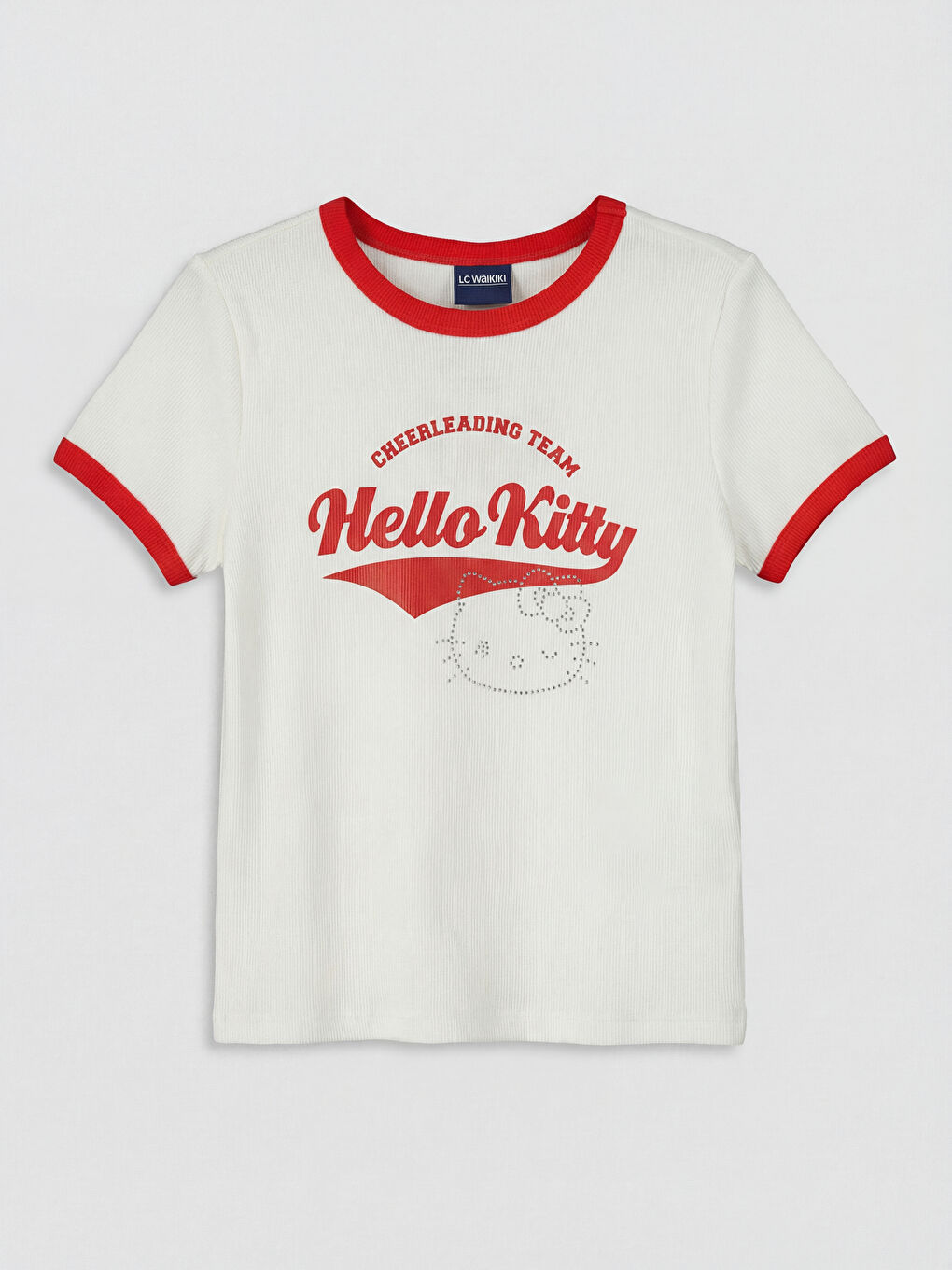 Ekru Hello Kitty Baskılı Kız Çocuk Fitilli Tişört-1