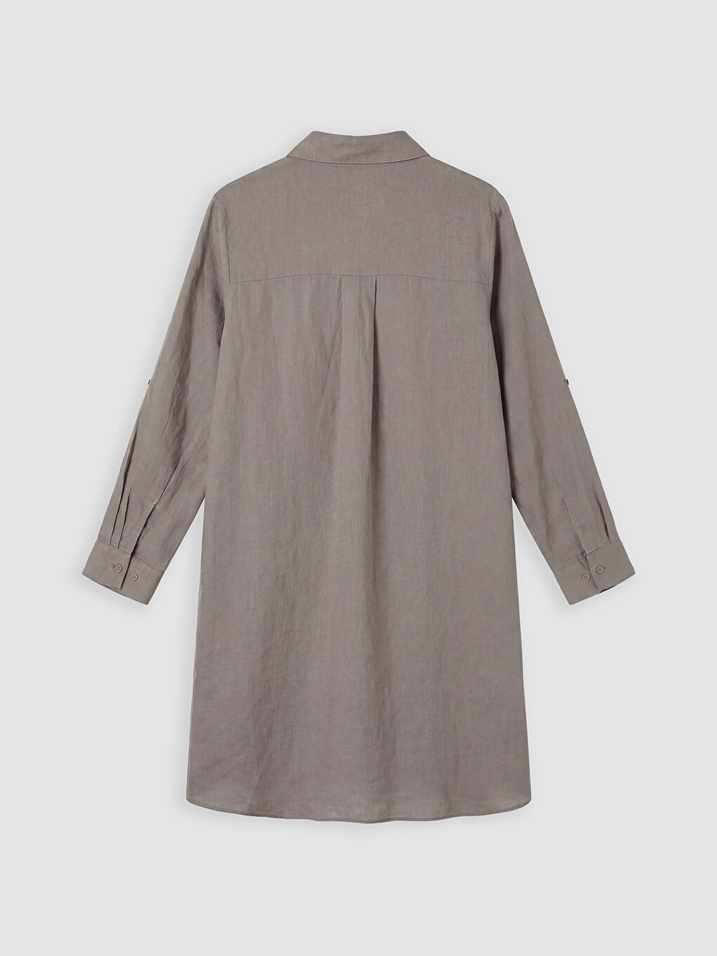 Gri Oversize %100 Keten Kadın Gömlek Tunik-1