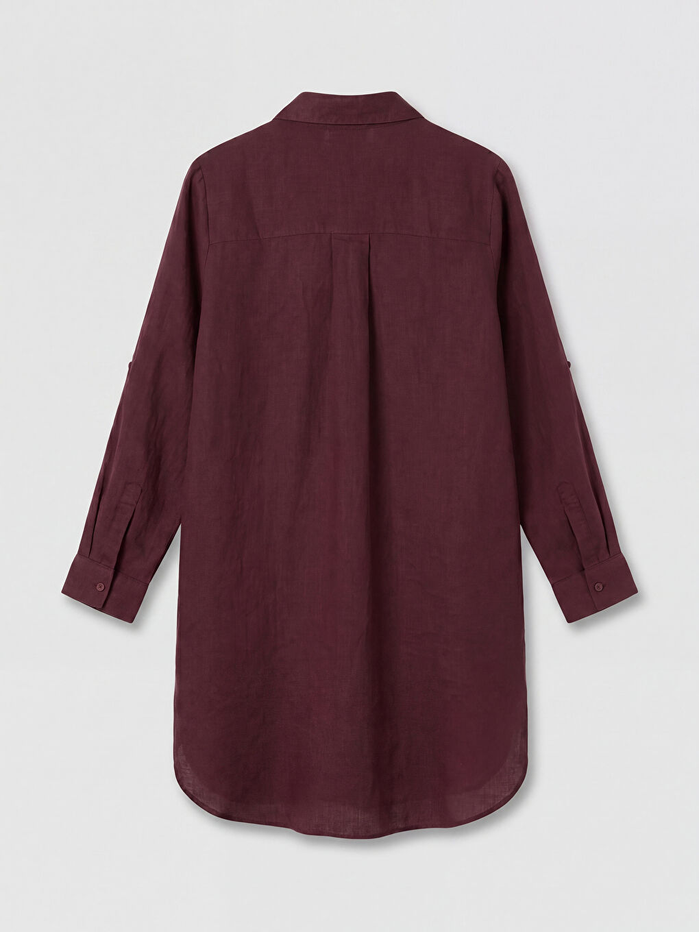 Bordo Oversize %100 Keten Kadın Gömlek Tunik-1