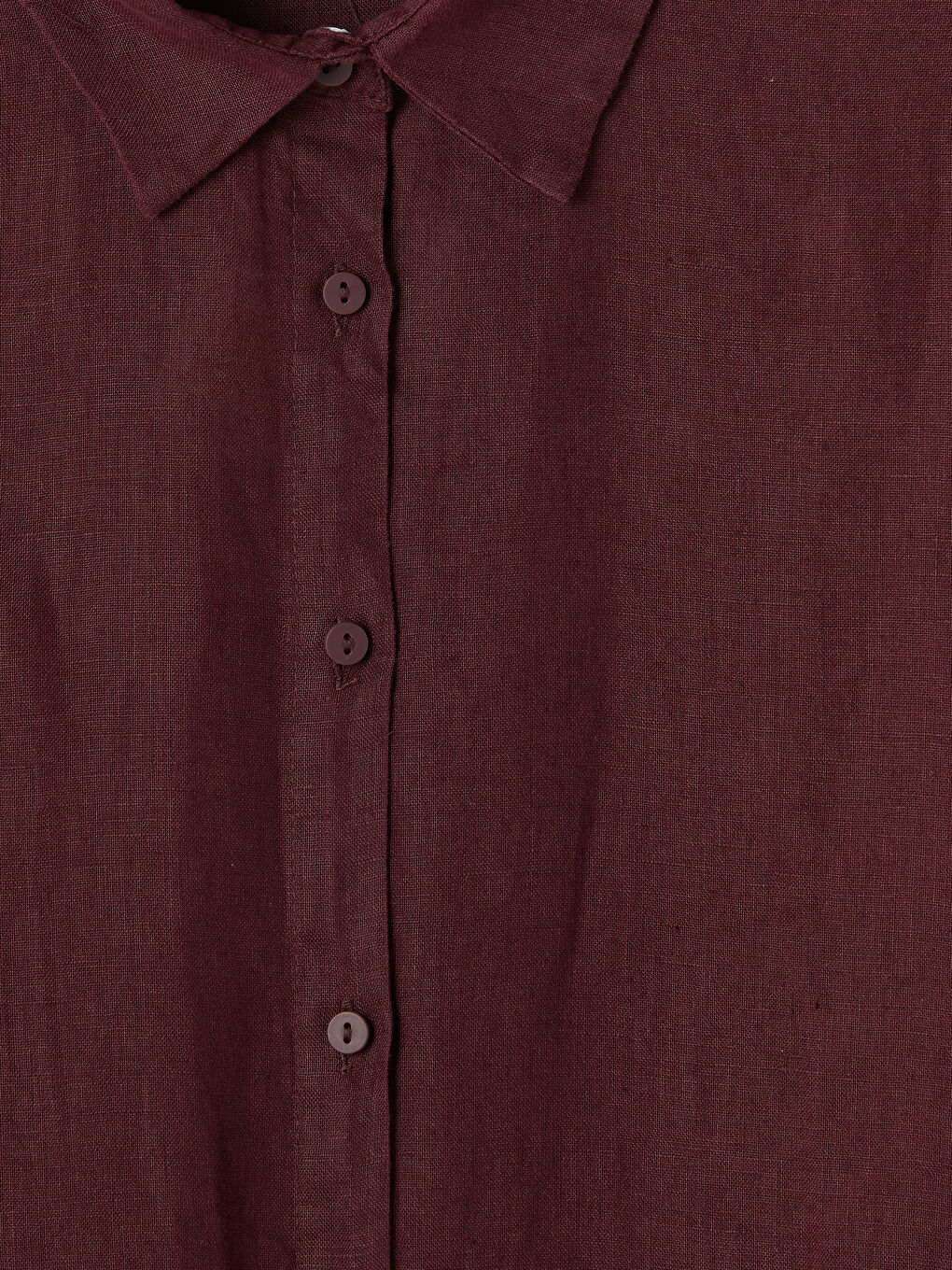 Bordo Oversize %100 Keten Kadın Gömlek Tunik-2