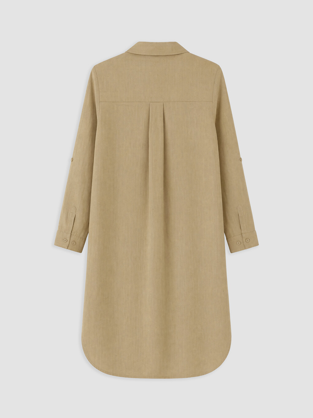 Kahverengi Oversize %100 Keten Kadın Gömlek Tunik-1