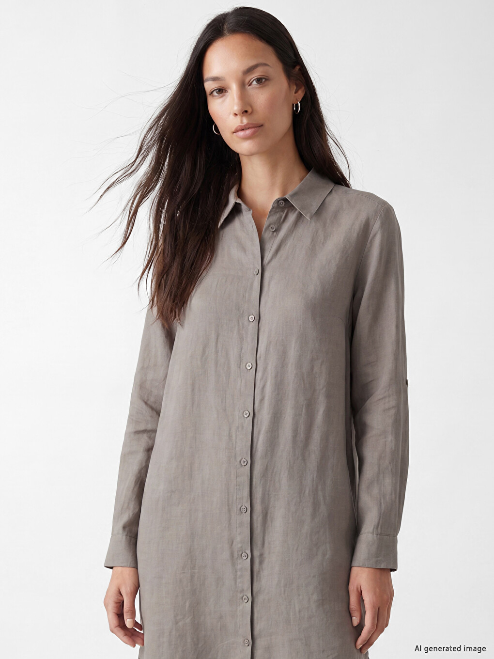 Oversize %100 Linen Women's Shirt Tunic-1