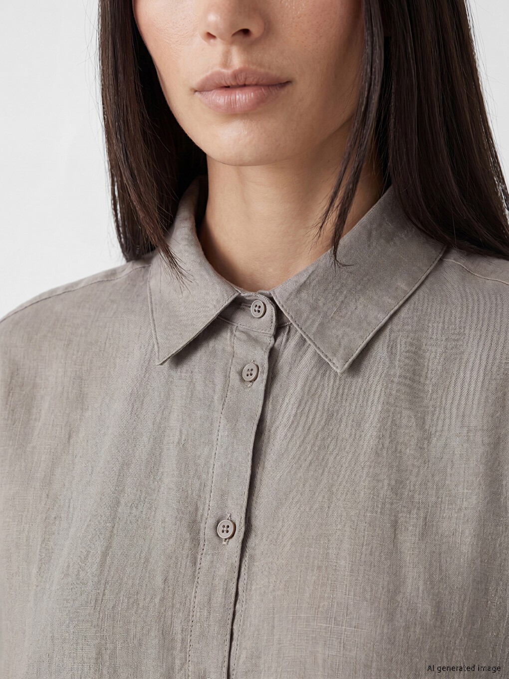 Oversize %100 Linen Women's Shirt Tunic-2