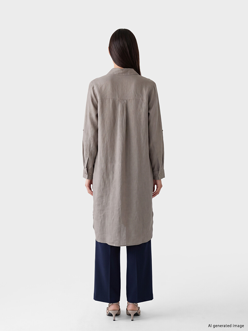 Oversize %100 Linen Women's Shirt Tunic-3