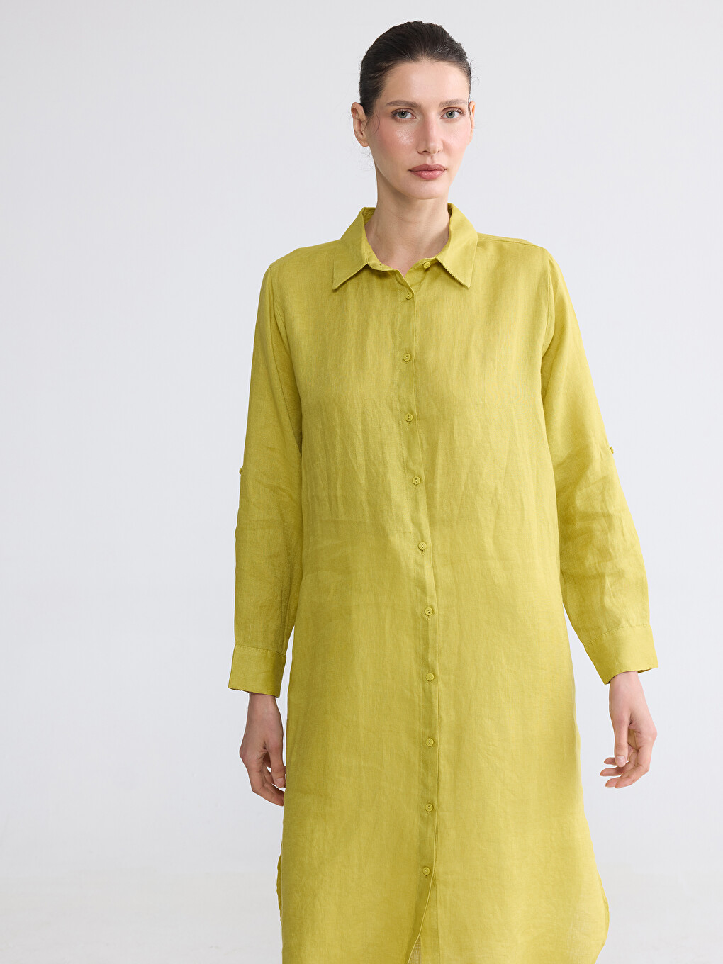 Oversize %100 Linen Women's Shirt Tunic-3