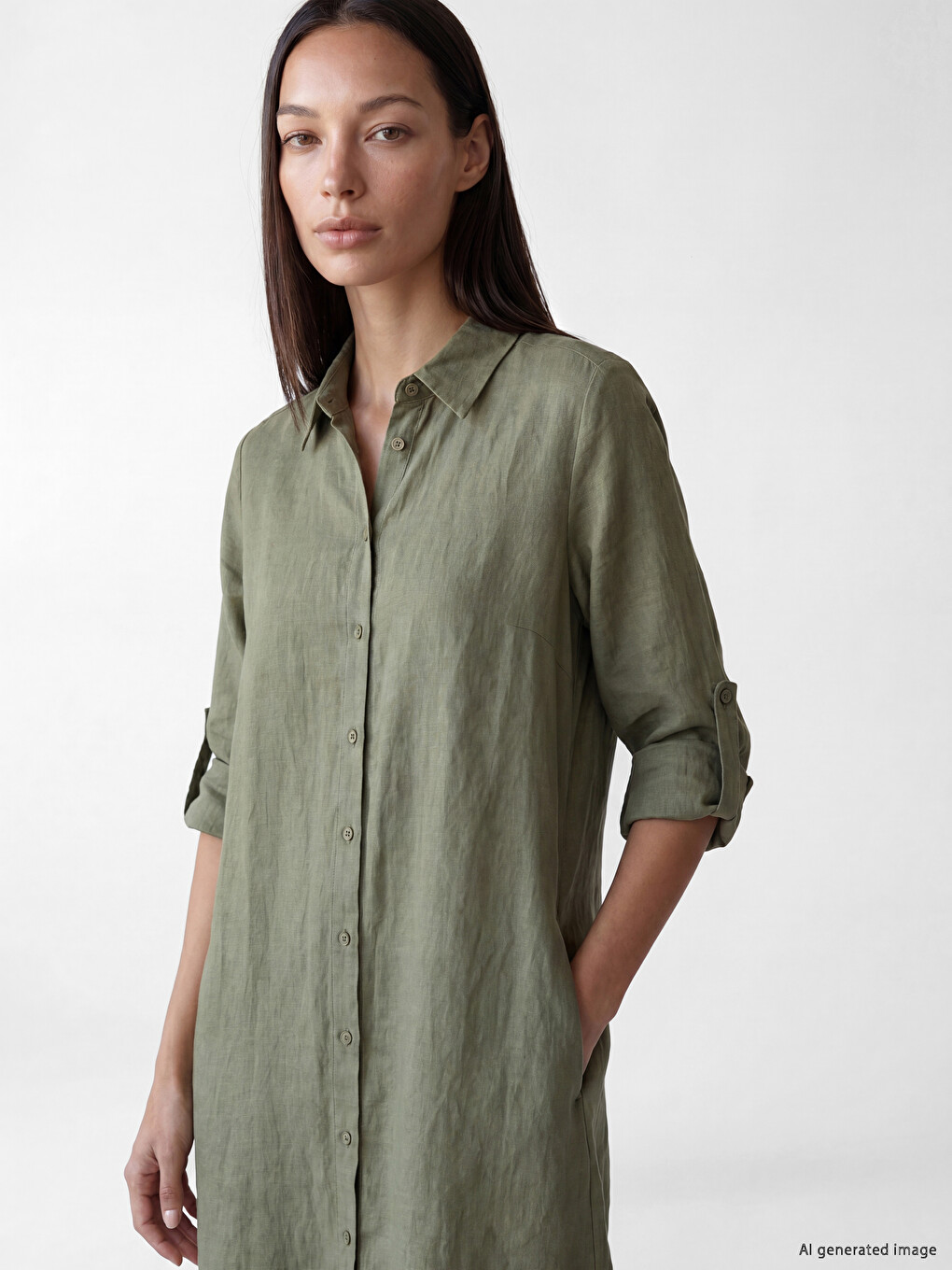 Oversize %100 Linen Women's Shirt Tunic-1