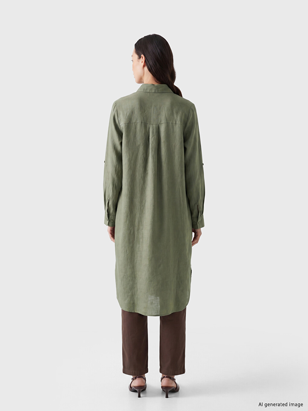 Oversize %100 Linen Women's Shirt Tunic-3
