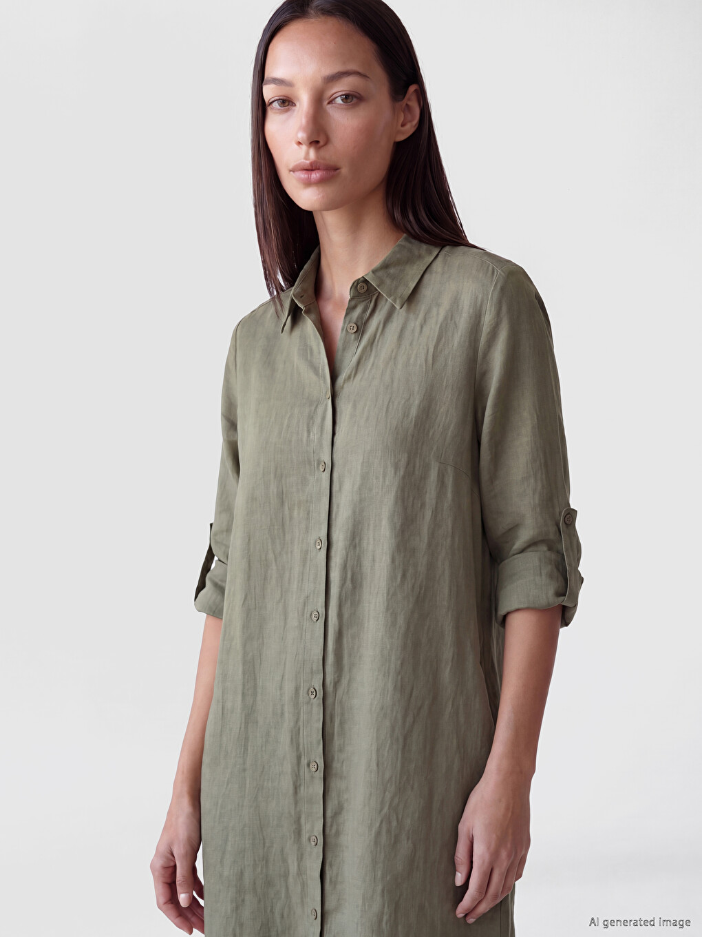 Oversize %100 Linen Women's Shirt Tunic-1