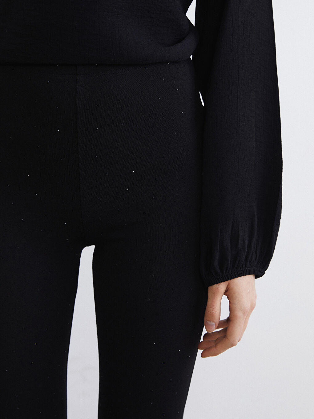 Siyah Yüksek Bel Kadın Tayt-2