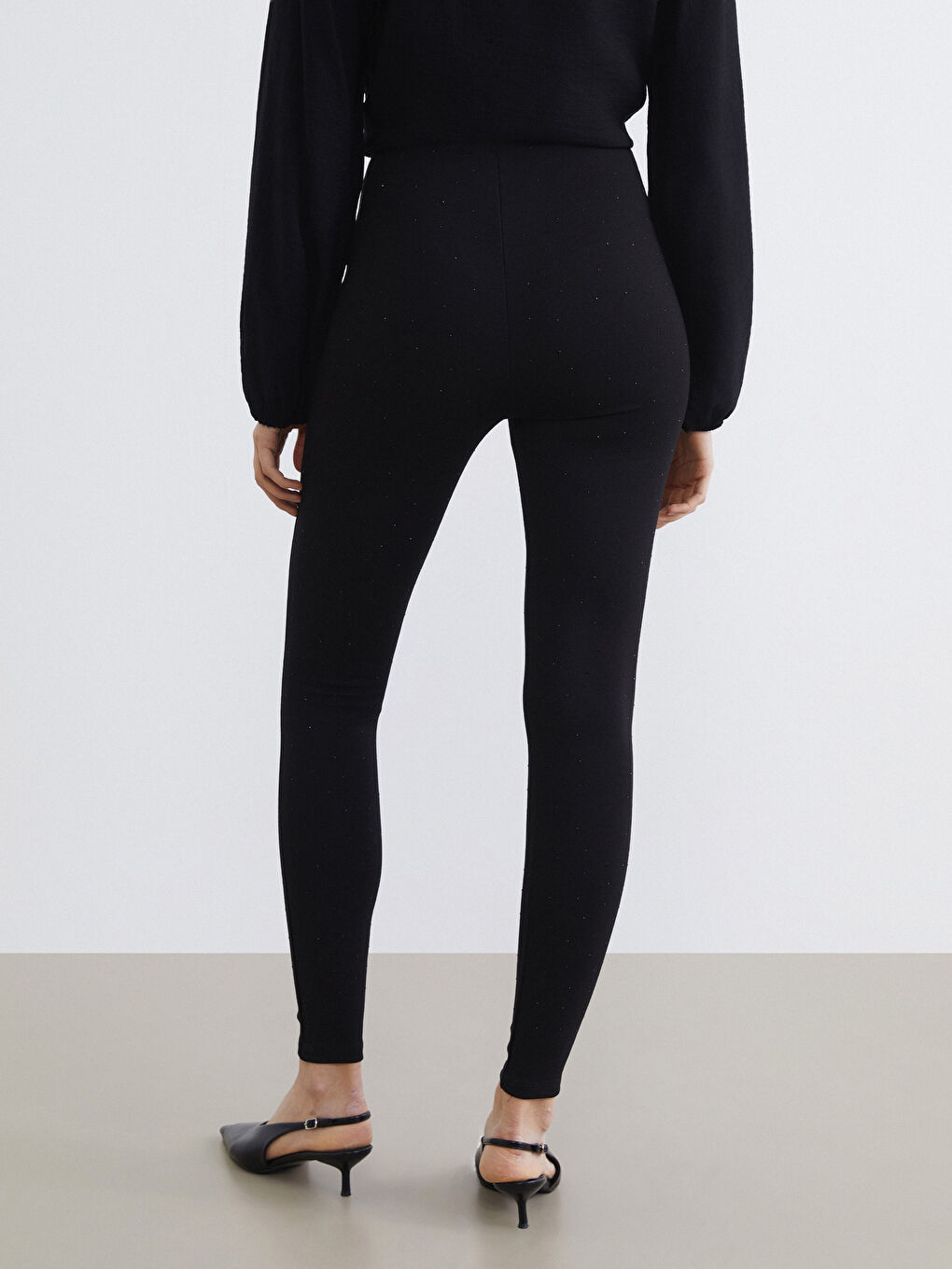 Siyah Yüksek Bel Kadın Tayt-3