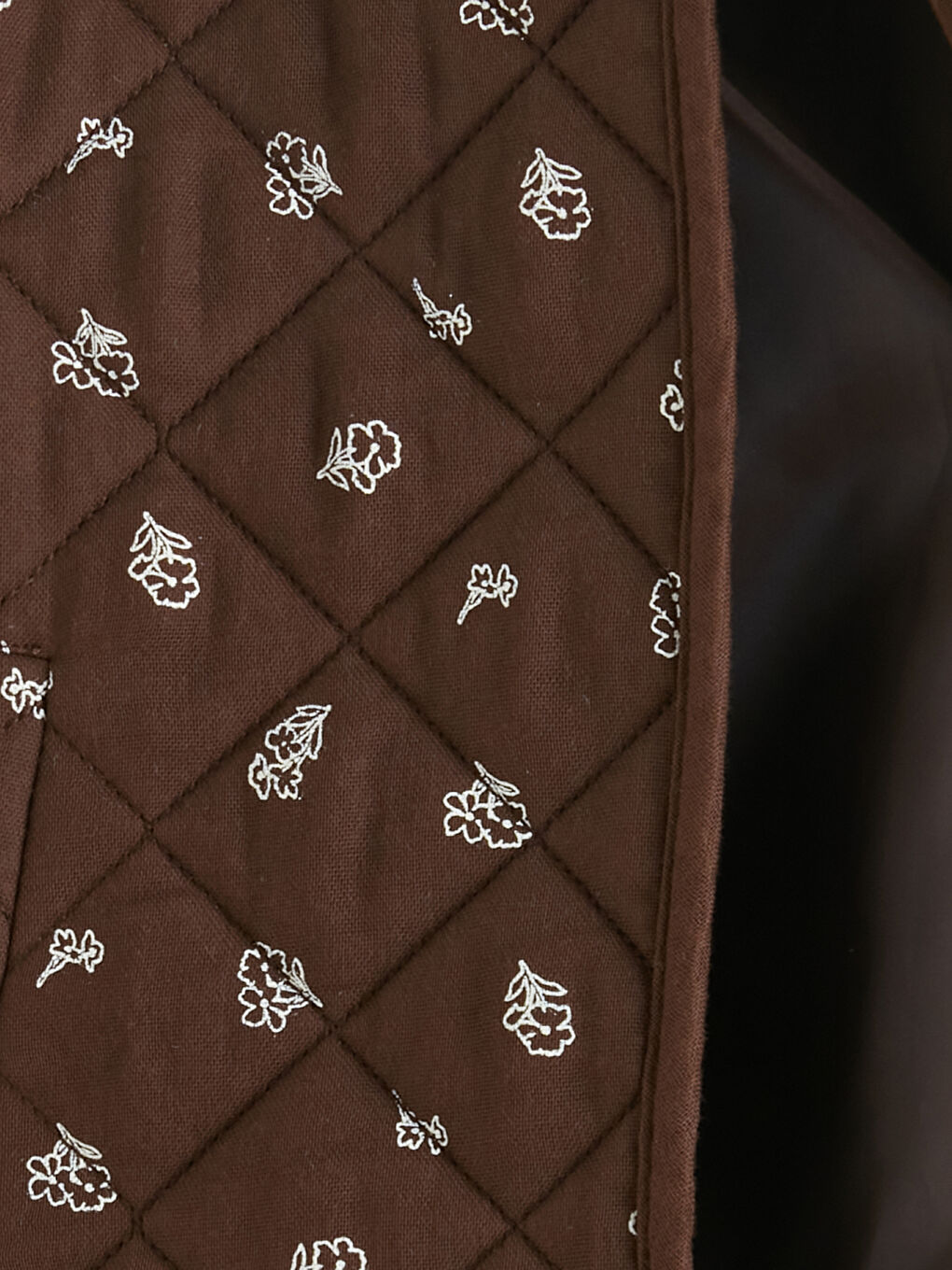 Kahverengi Bisiklet Yaka Çiçekli Kapitone Kız Çocuk Ceket-1