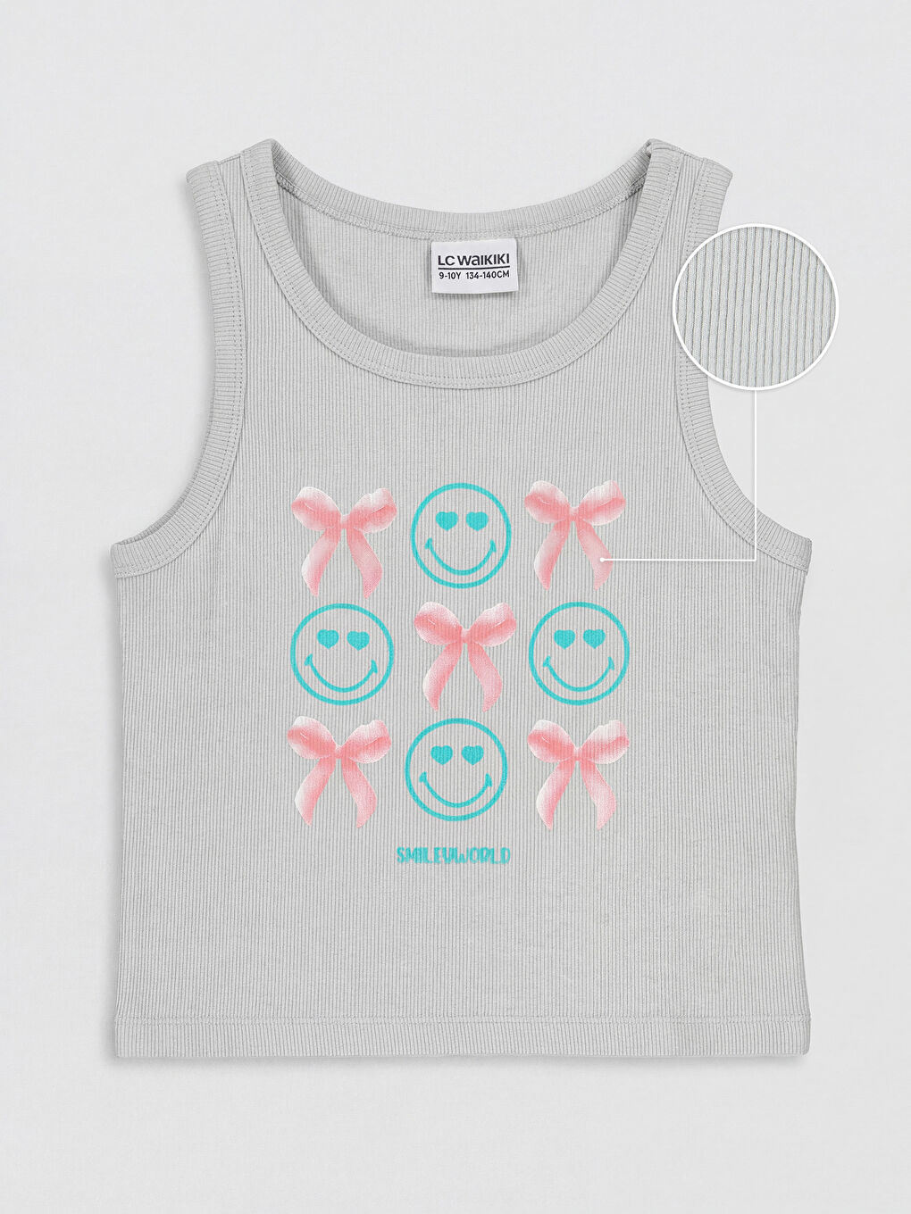 Gri Smileyworld Baskılı Kız Çocuk Atlet