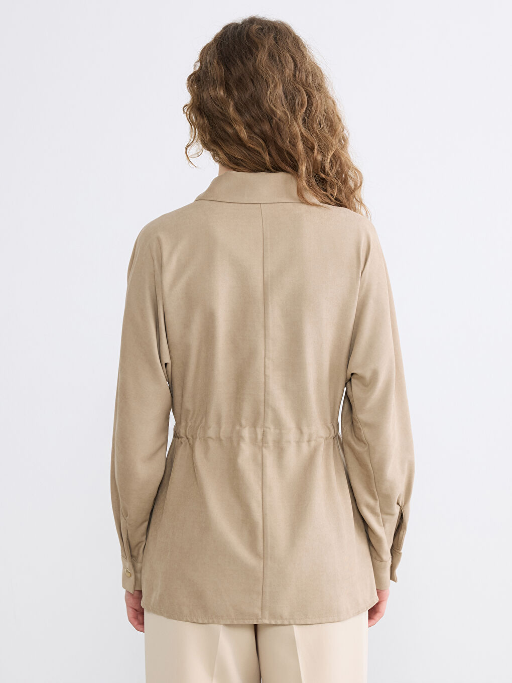 Kahverengi Gömlek Yaka Kadın Ceket-3