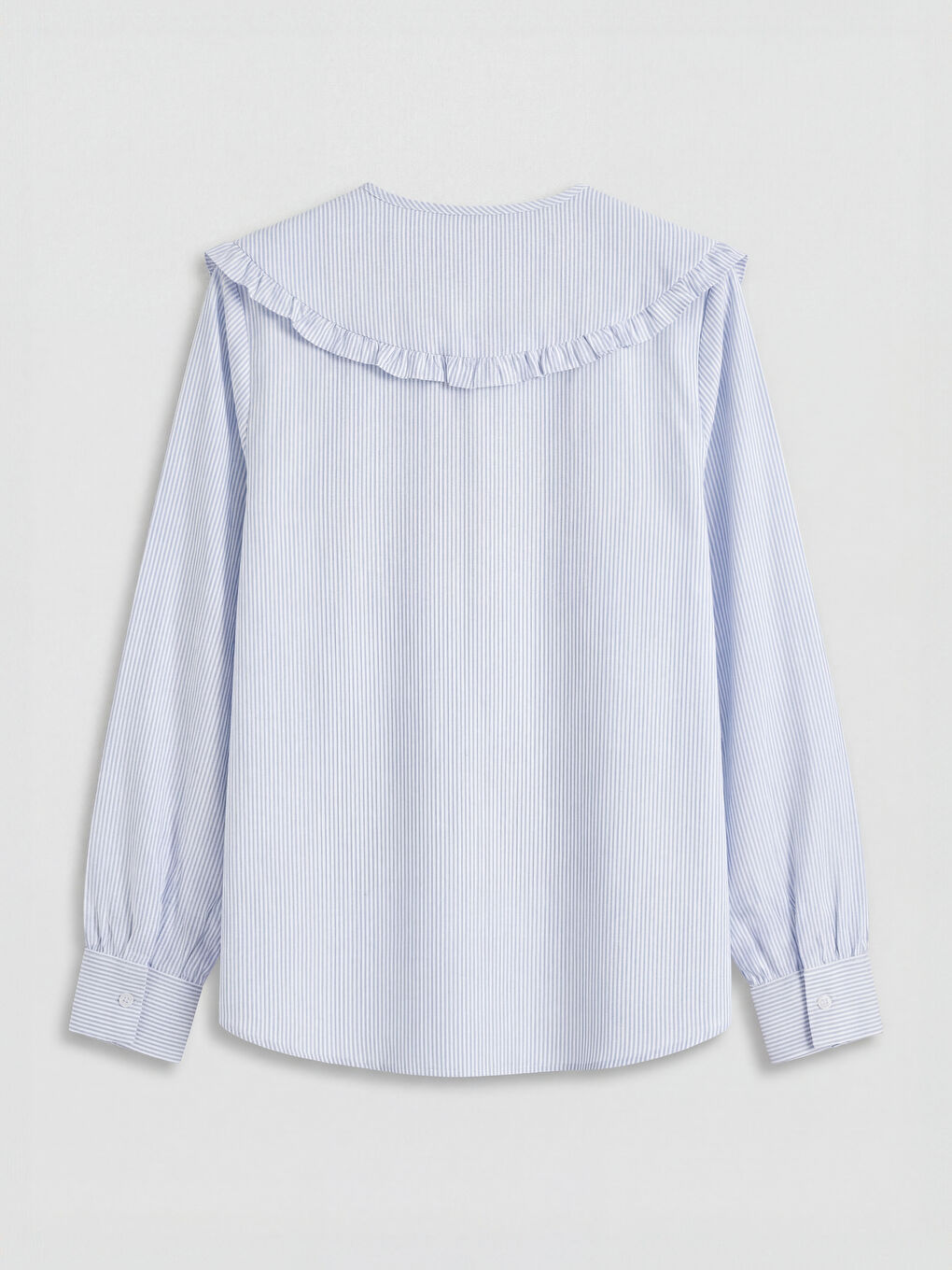 Mavi Bebe Yaka Çizgili Kadın Gömlek-1