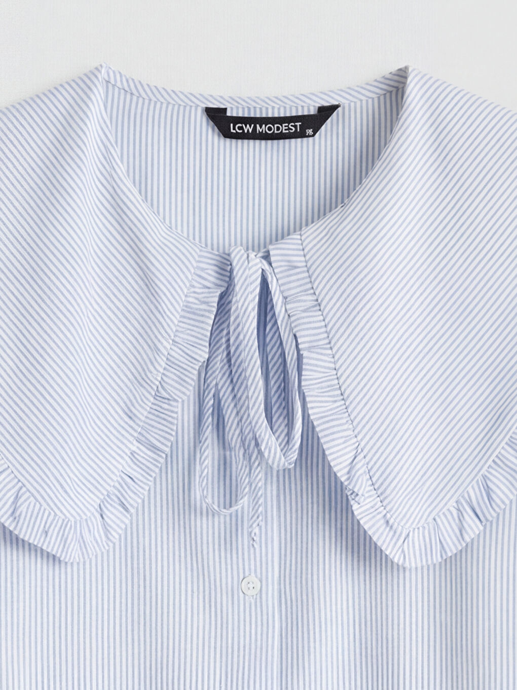 Mavi Bebe Yaka Çizgili Kadın Gömlek-2