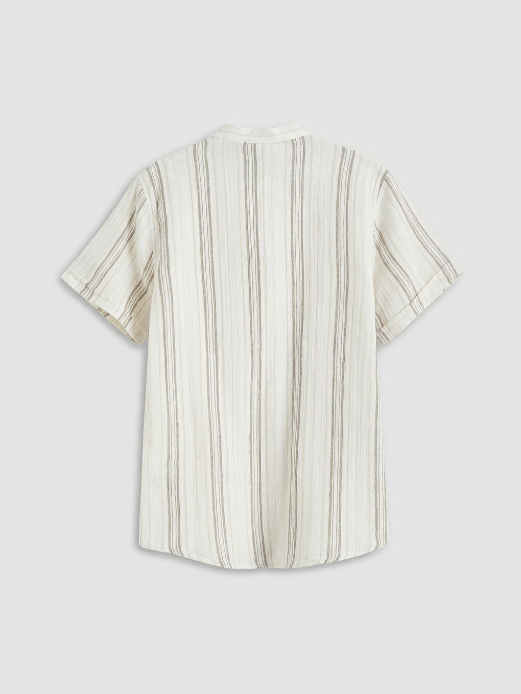 Kahverengi Hakim Yaka Çizgili Poplin Erkek Çocuk Gömlek-1