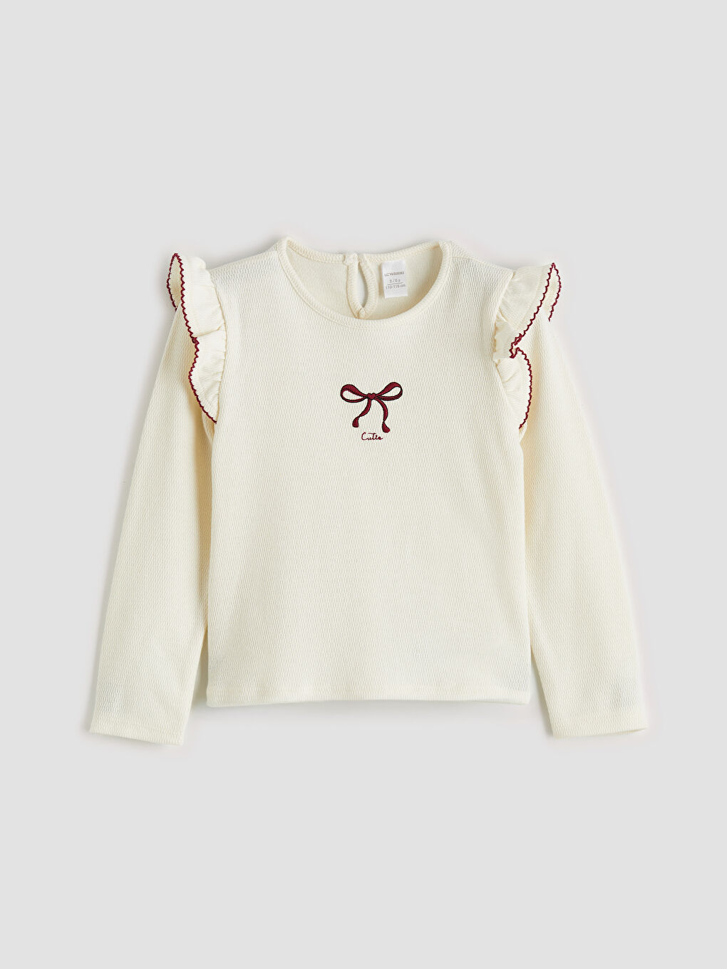 Ekru Fiyonk Detaylı Kız Çocuk Bluz Şort Etek ve Külotlu Çorap-1