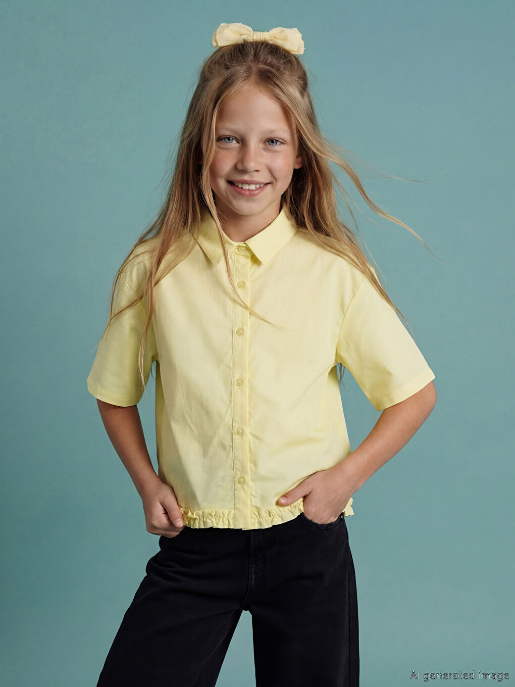 Frilled Detail Girls' Shirt