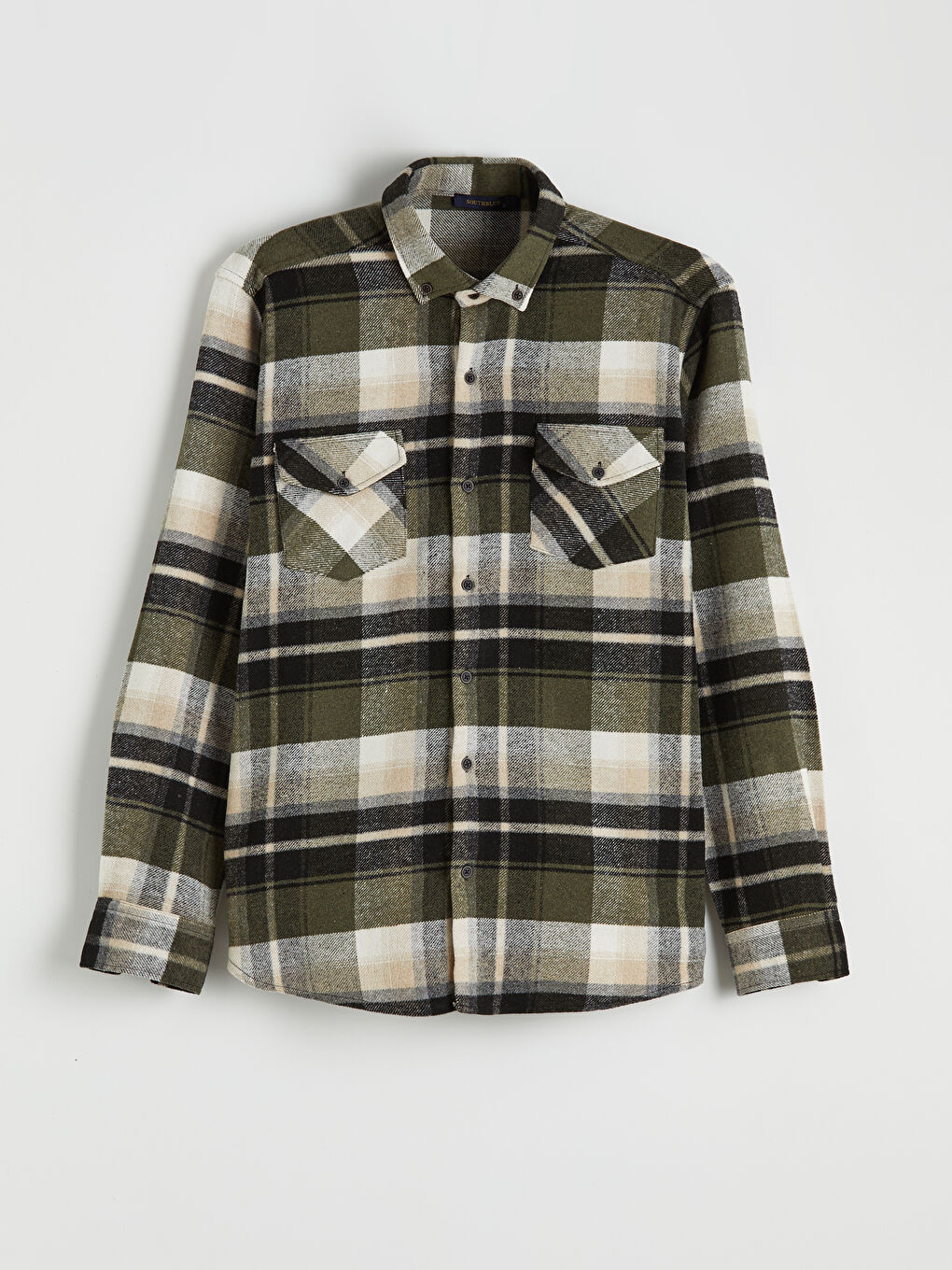 Haki Regular Fit Ekose Erkek Oduncu Gömlek