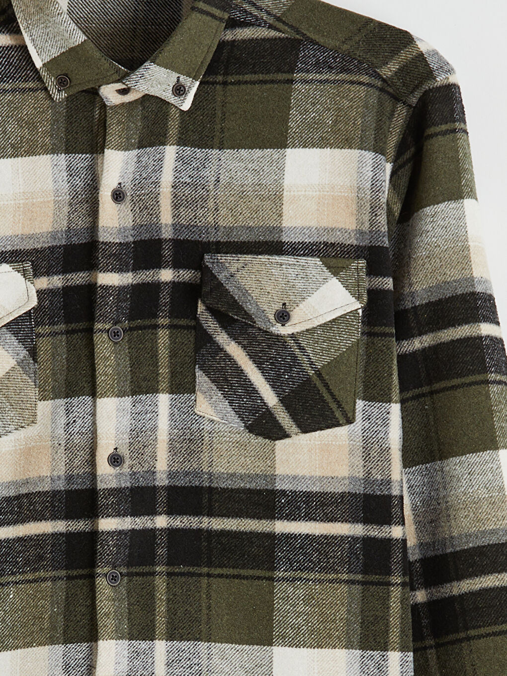 Haki Regular Fit Ekose Erkek Oduncu Gömlek-1