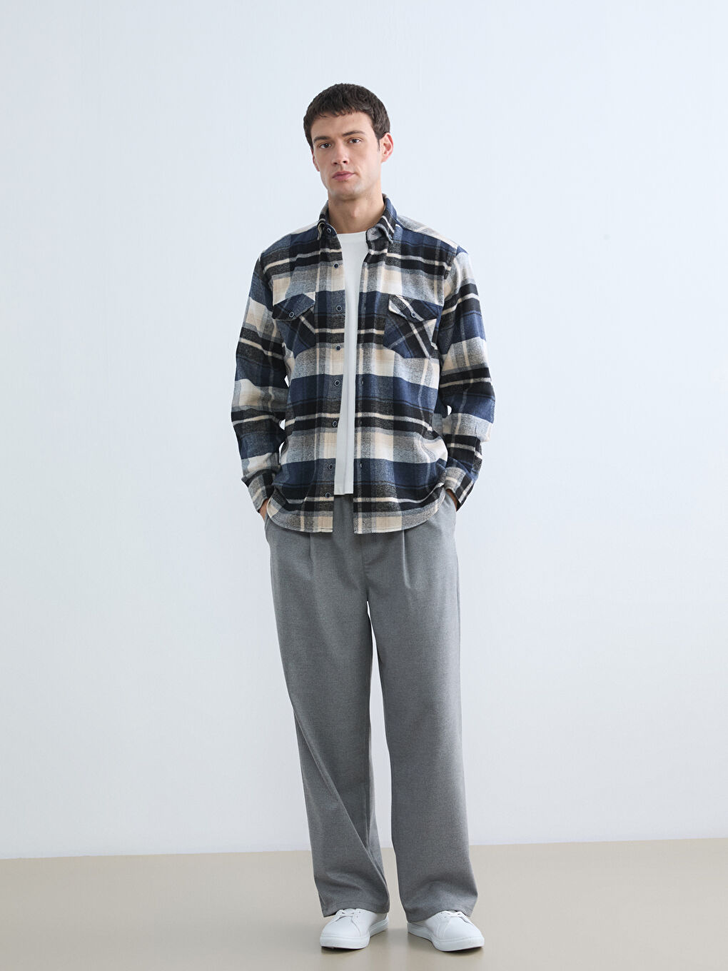 کراسی فلانێل شینی تۆخ پیاو-1