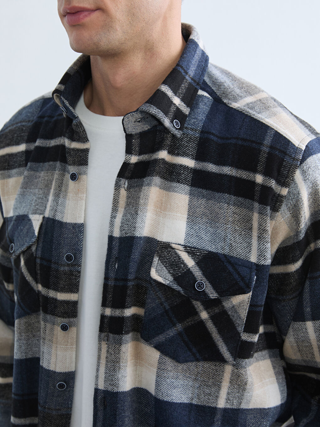 کراسی فلانێل شینی تۆخ پیاو-2