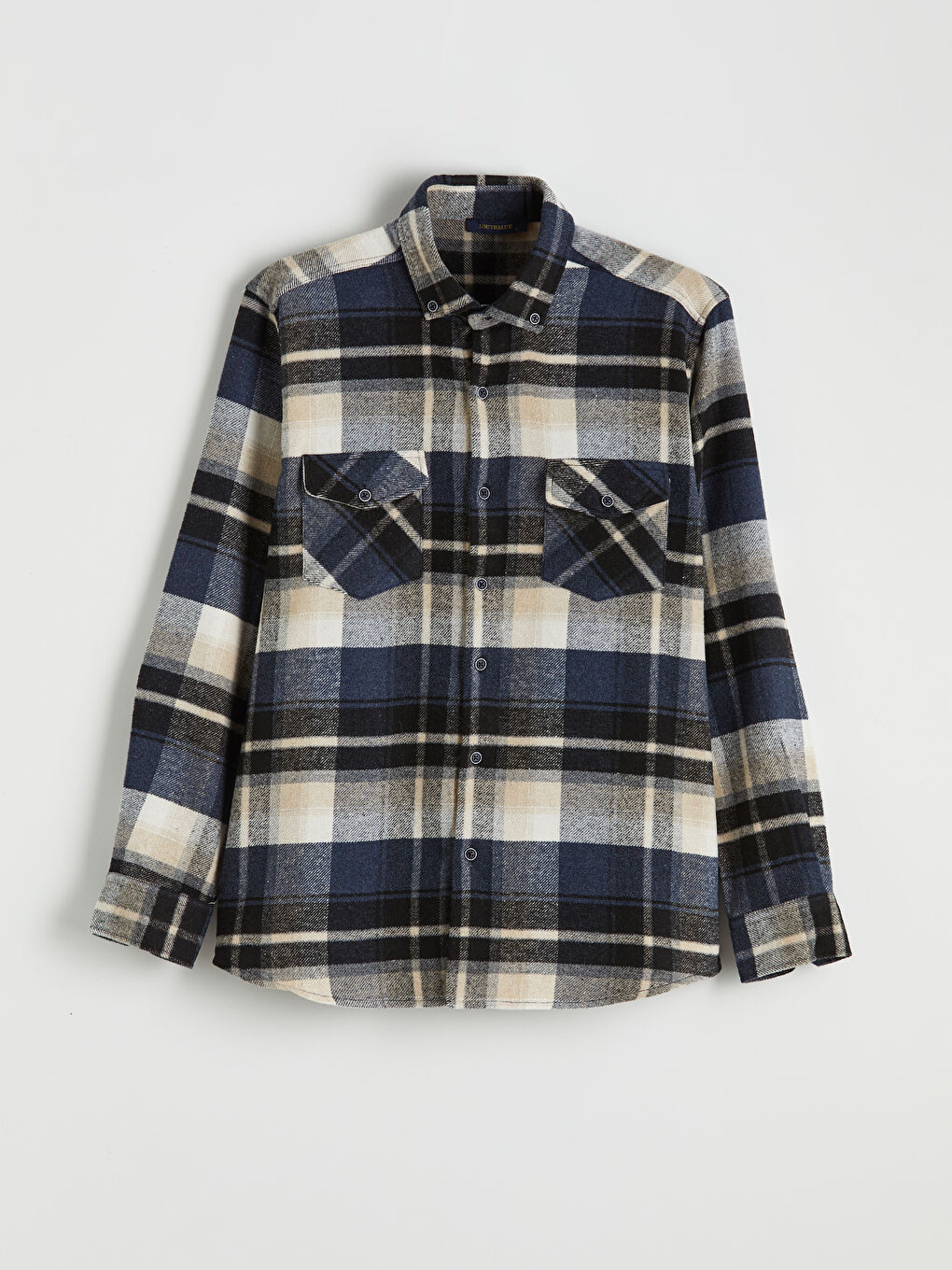 Lacivert Regular Fit Ekose Erkek Oduncu Gömlek