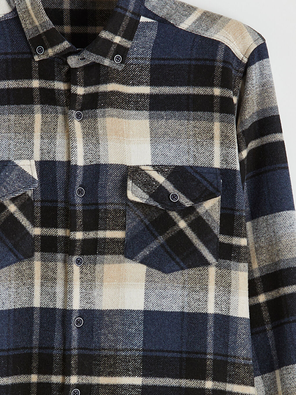 Lacivert Regular Fit Ekose Erkek Oduncu Gömlek-1