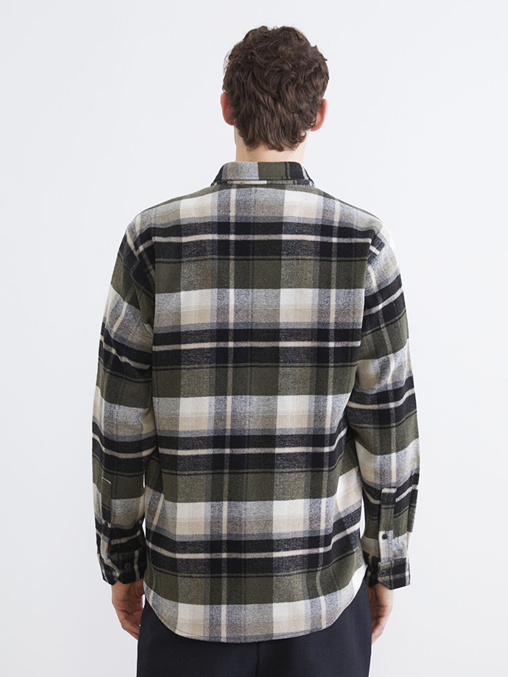 Haki Regular Fit Ekose Erkek Oduncu Gömlek-3