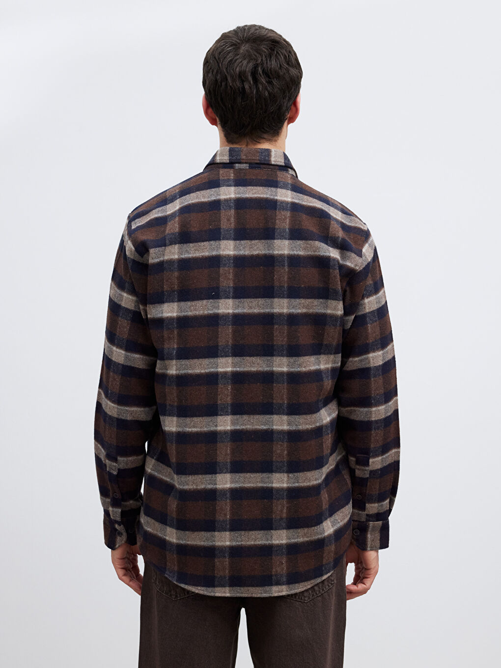 Kahverengi Regular Fit Ekose Erkek Oduncu Gömlek	-3