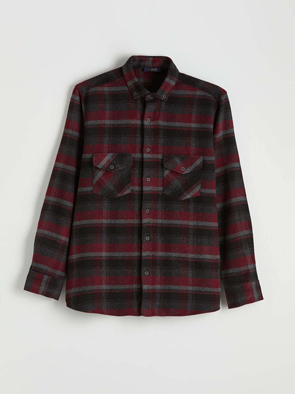 Bordo Regular Fit Ekose Desenli Flanel Erkek Gömlek